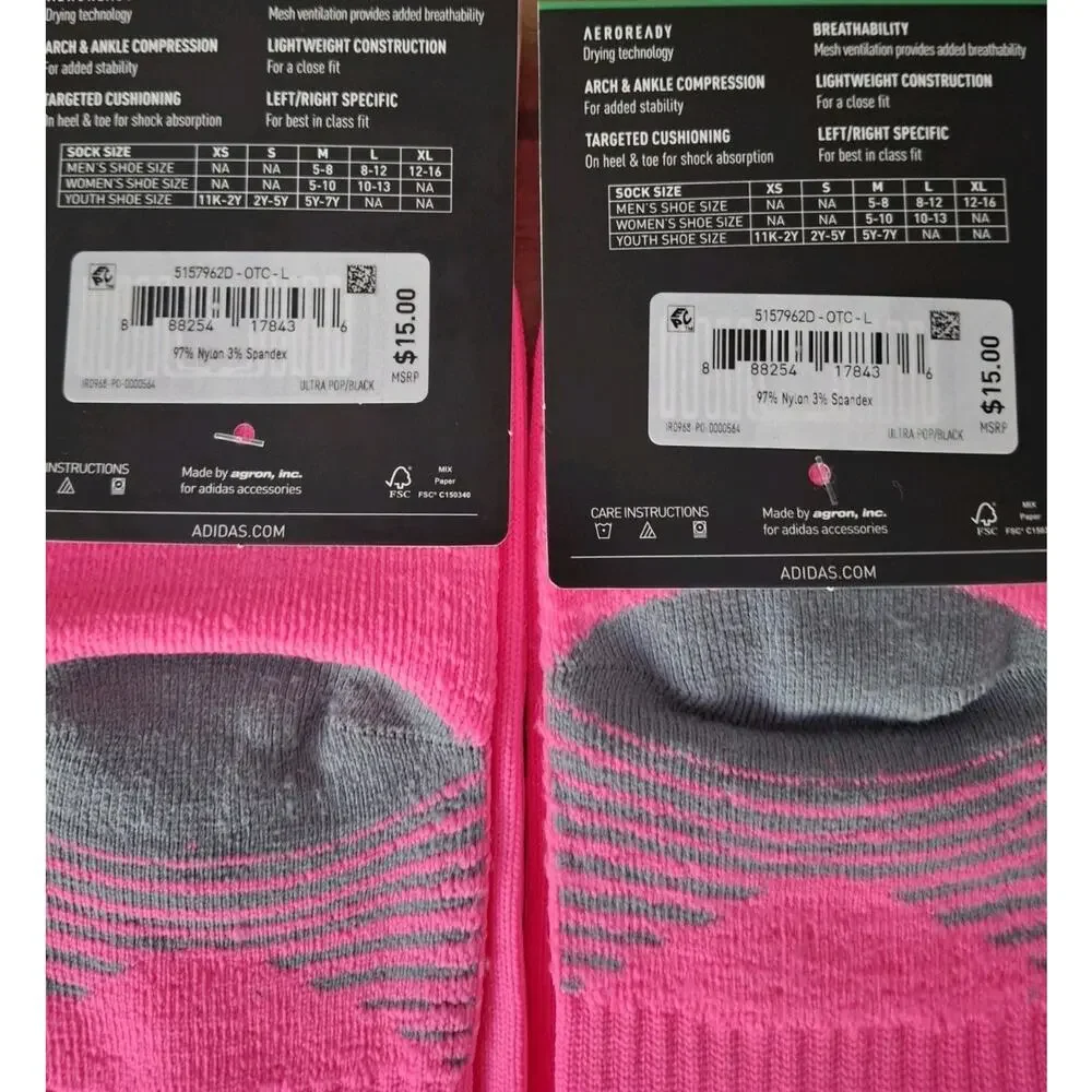 Adidas Copa Zone Pink Soccer Football LRG 2 Pack Over The Calf Socks